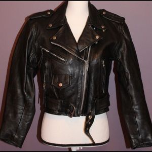 Unik Cropped Genuine Leather Moto Jacket